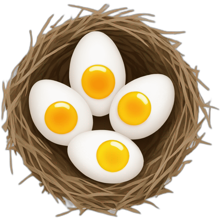 several whole eggs in a bird's nest emoji