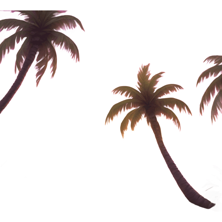 Beach with pink sunset and palm tree emoji