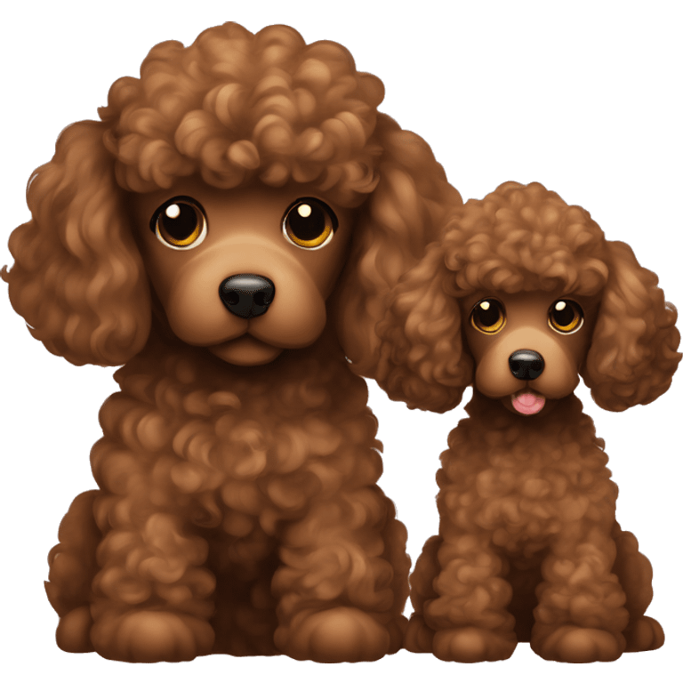 Brown poodle with a Brown wavy hair loves each others emoji