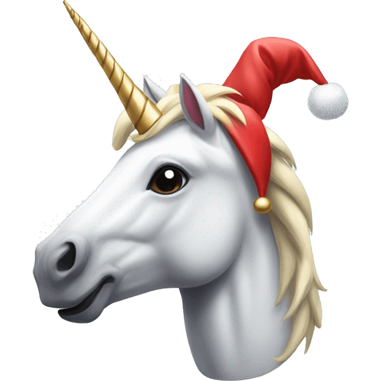 Unicorn with santa hat emoji