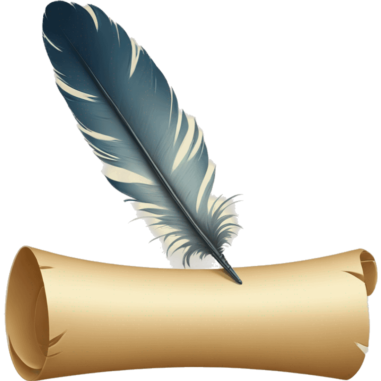 a feather quill and a scroll emoji