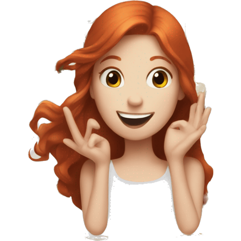 Redhead girl playing batteries emoji