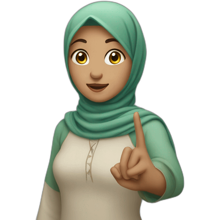 Muslim girl points to the left with her hand emoji