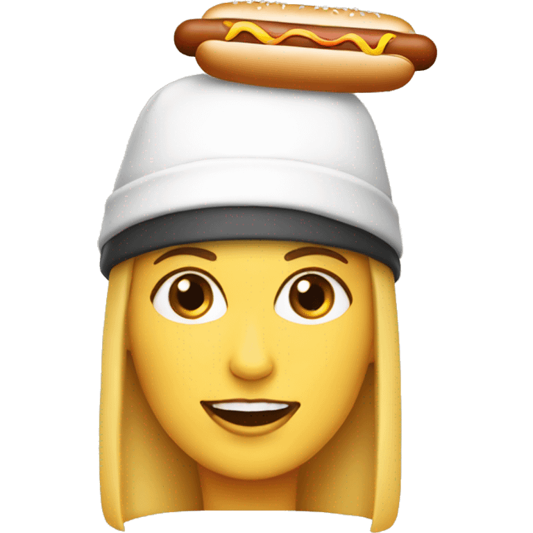 white woman with hot dog hat emoji