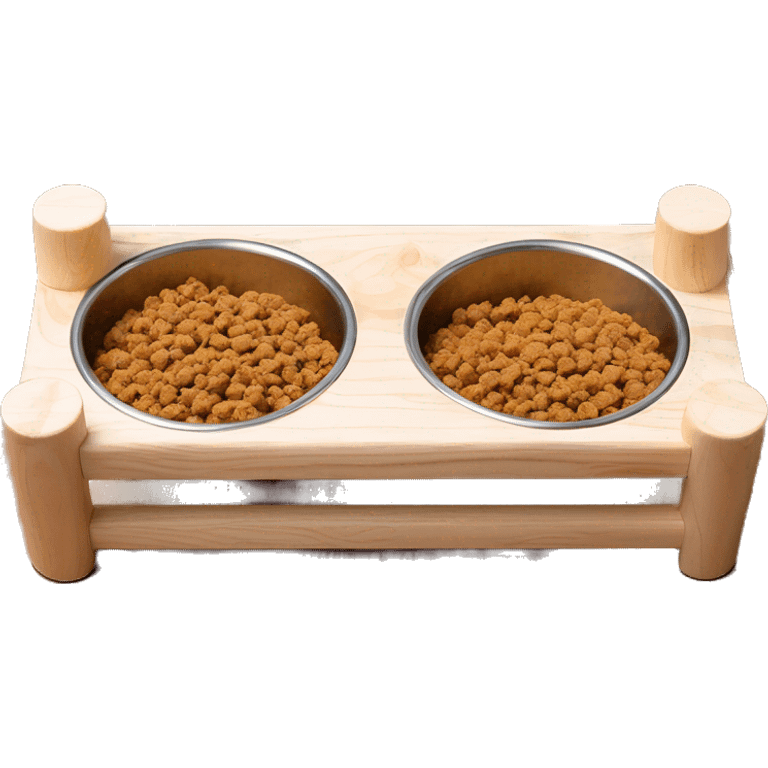 Elevated rectangular pine wood dog feeder with 2 bowls emoji