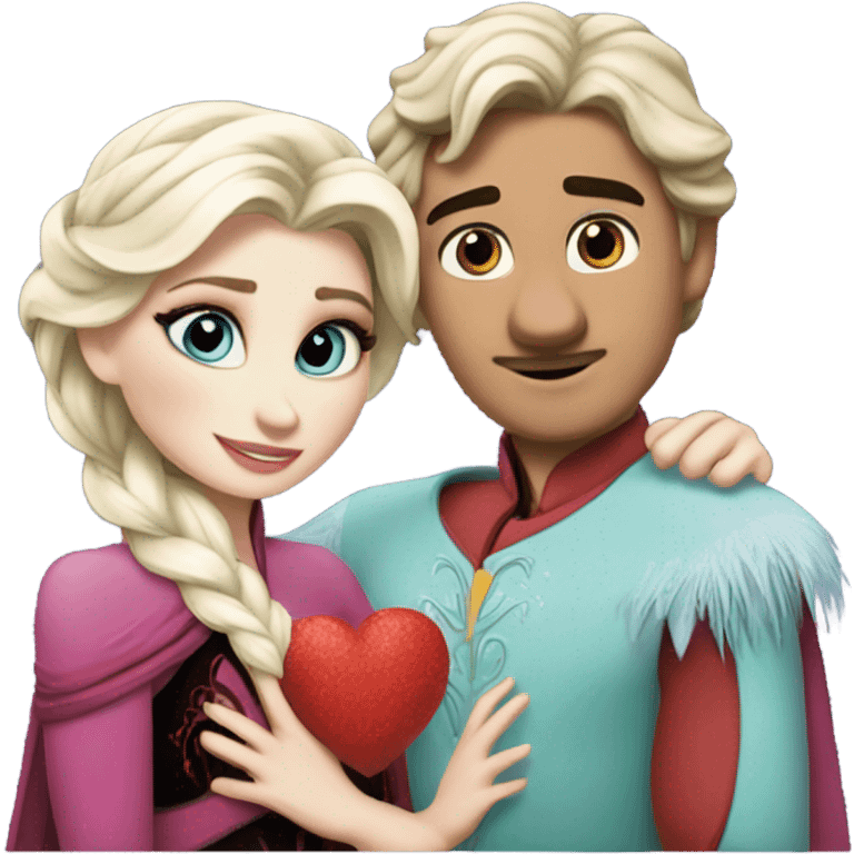 Elsa and Elmo in love emoji