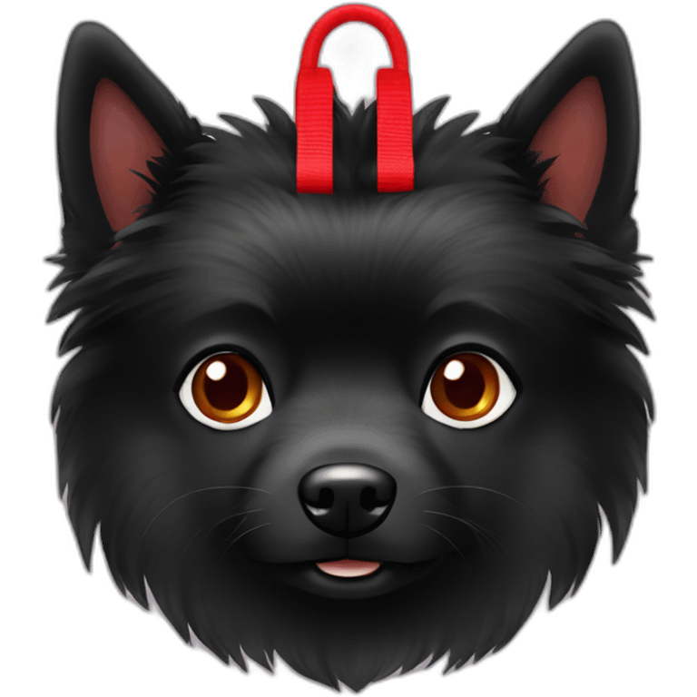 Black Spitz with red harness emoji