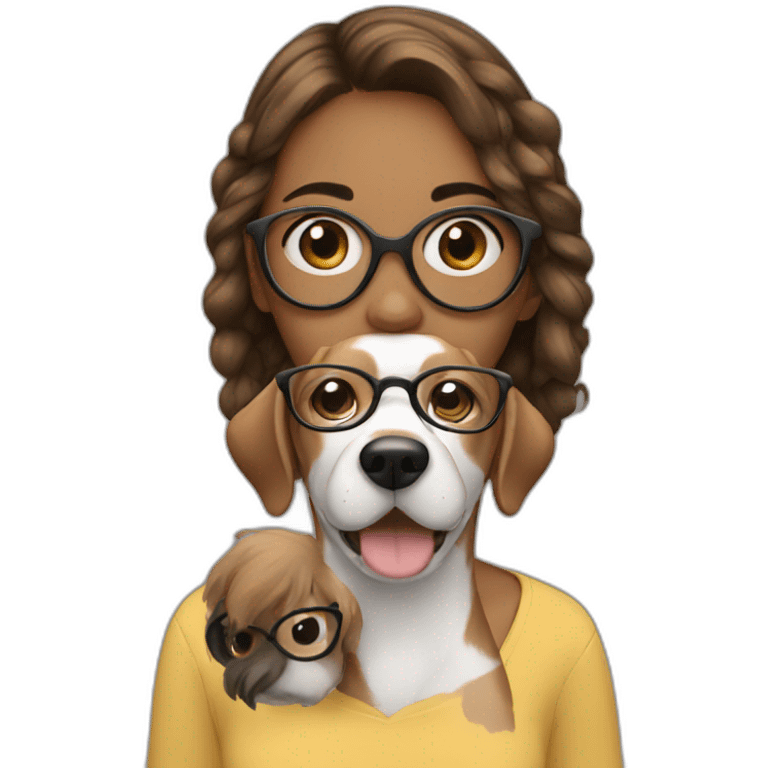 girl with glasses and dog emoji