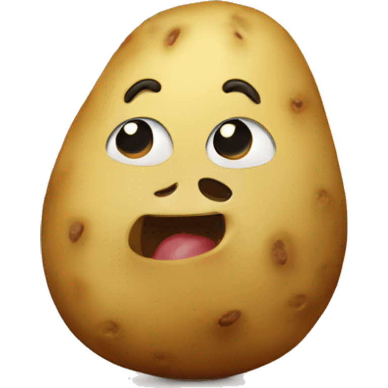 A potato with a cute face emoji