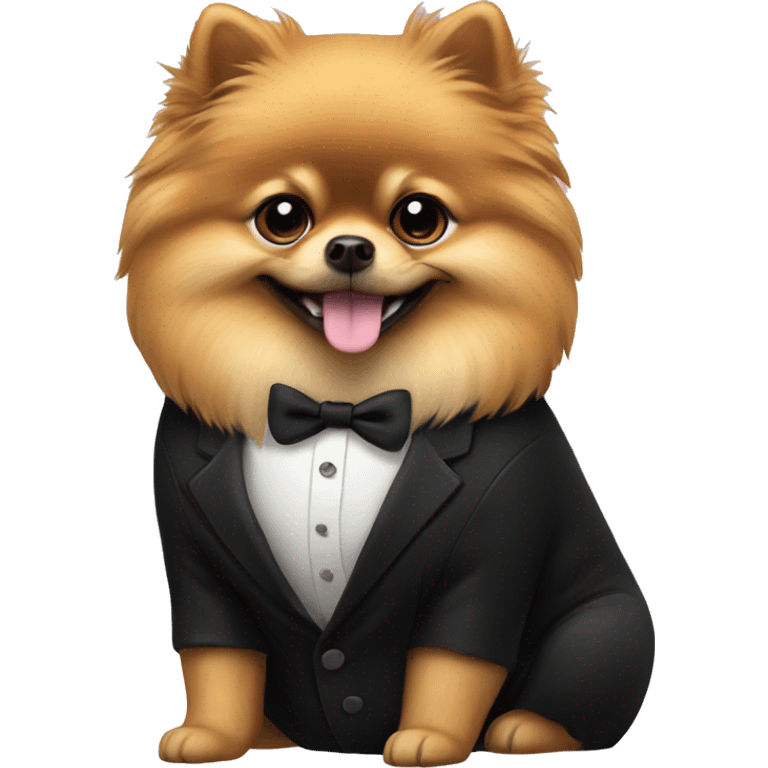 pomeranian in black suit emoji