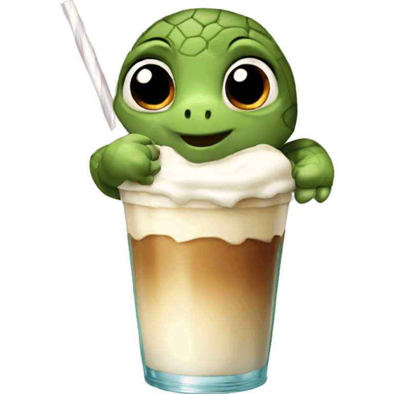 A turtle drinking a milkshake  emoji