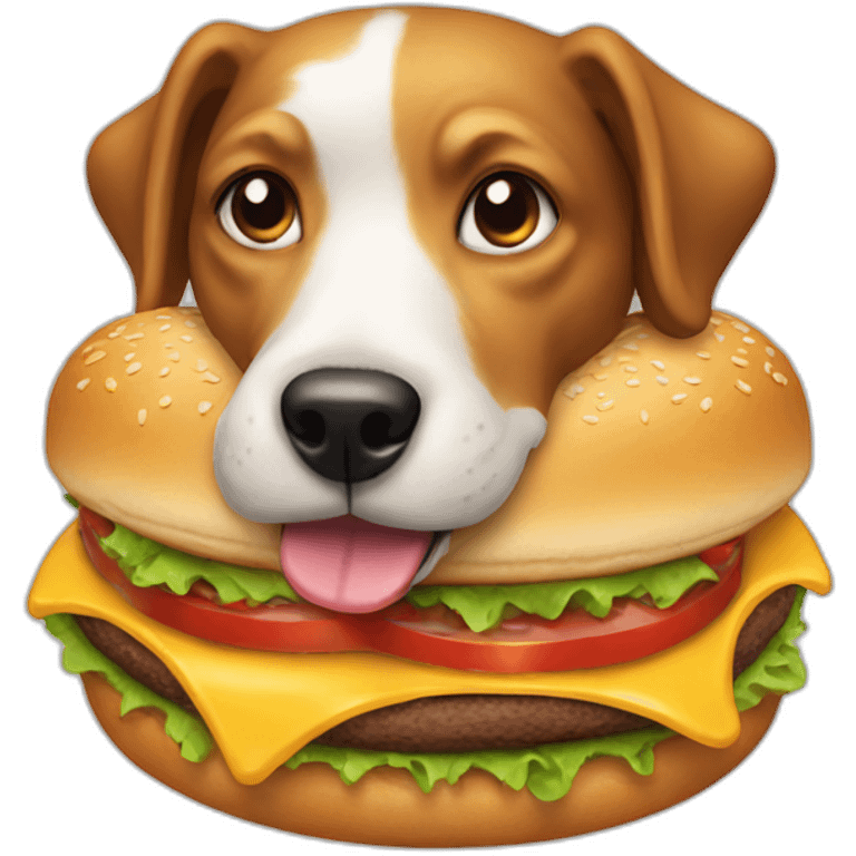 Dog eating burger emoji