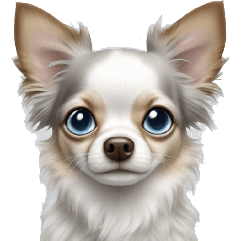 chihuahua longhair Merle baby blue eyes emoji