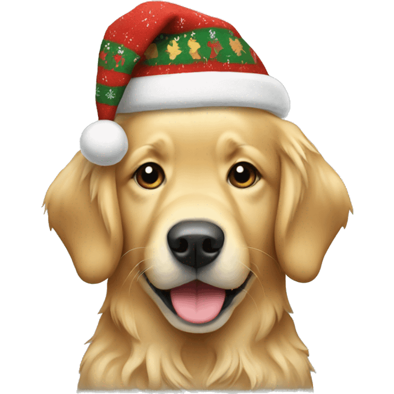 golden retriever wearing a christmas sweater emoji