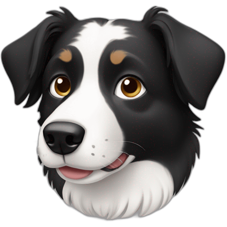 Dog, border collie, short hair, back and White, mole on snout emoji