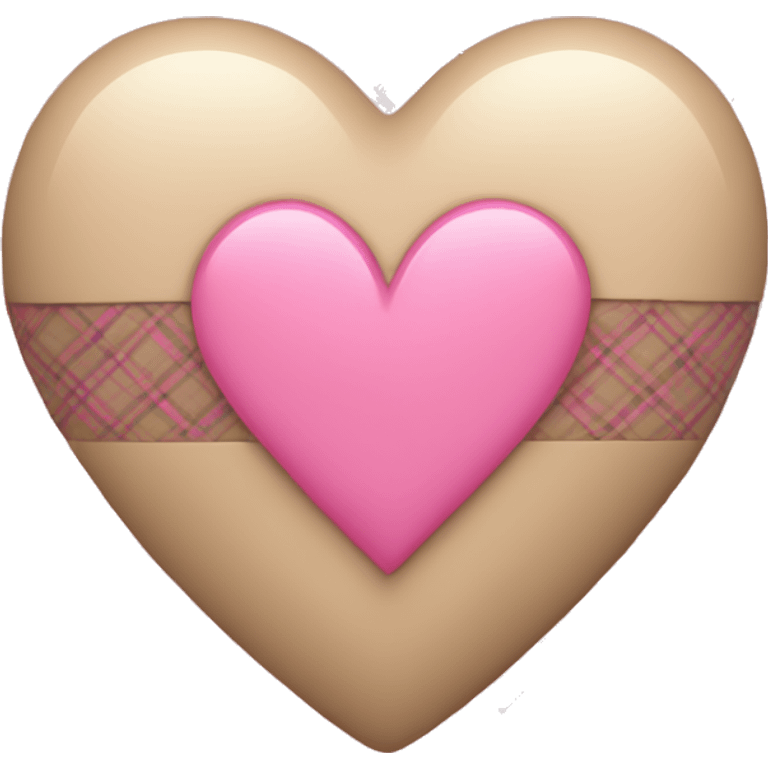 beige heart with pink plaid  emoji