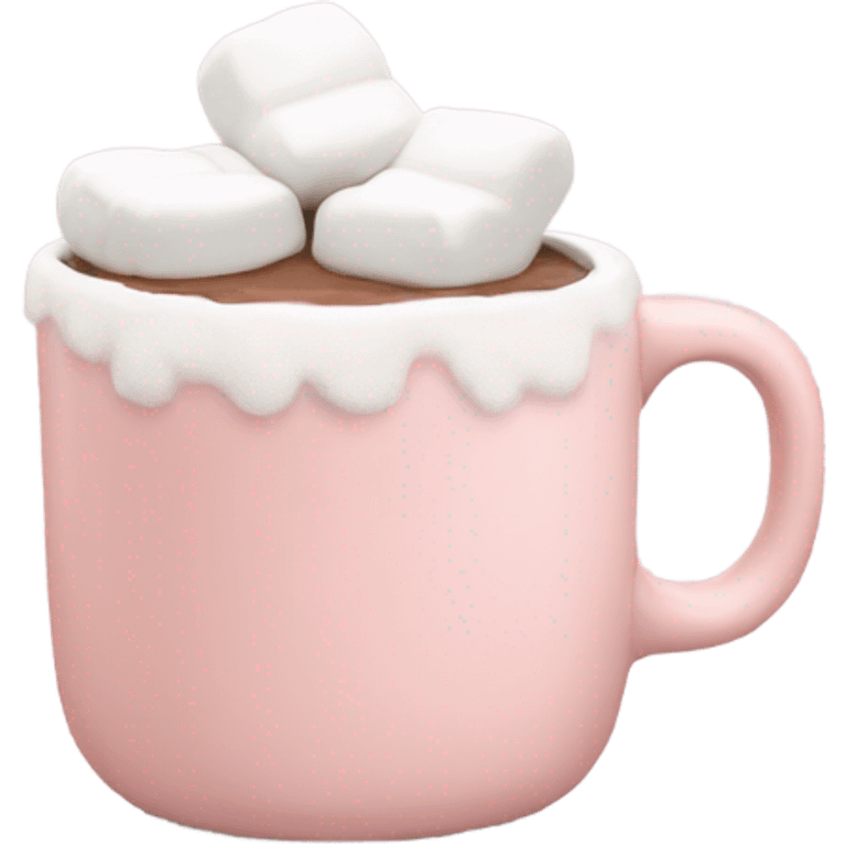 Light Pink mug of hot chocolate with marshmallows  emoji