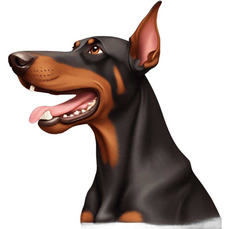 Red Doberman without ears cropped happy face  emoji