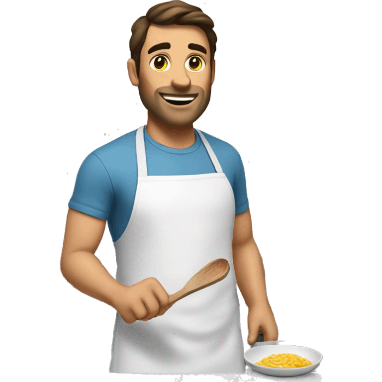 a white brunet man is cooking emoji