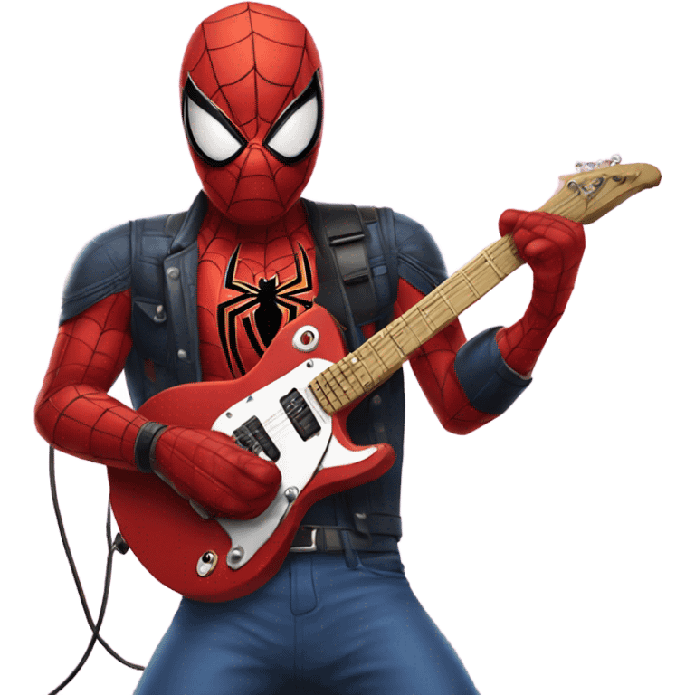 Spider-man playing electro guitar, punk emoji