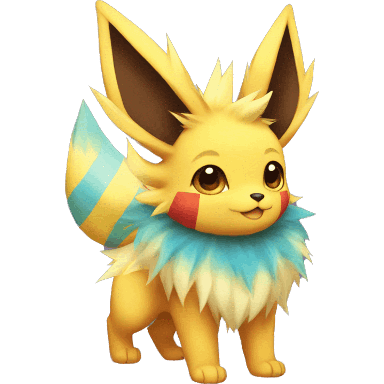 Jolteon-Flareon-Eevee with colorful stripes full body emoji