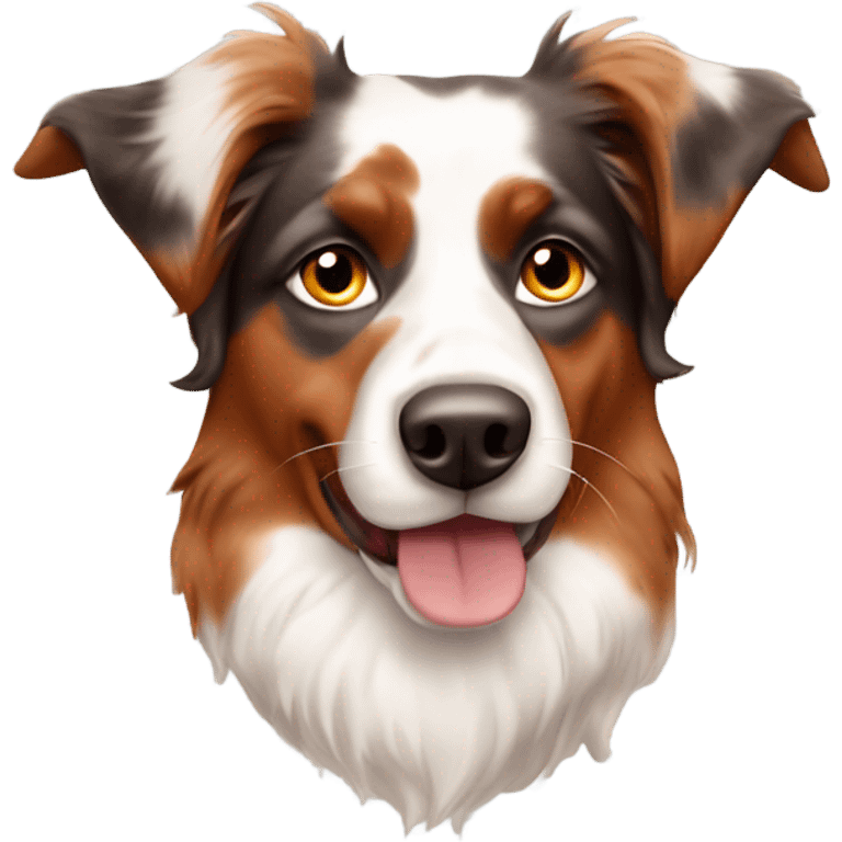 Red merle Australian shepperd with one standing ear and one falling  emoji