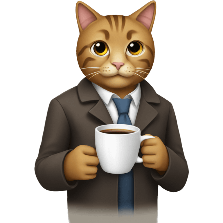 Doctor who is a cat, drinking a cup of coffee emoji