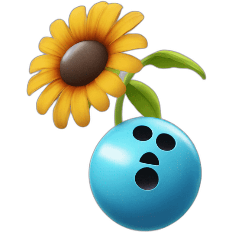 a bowling ball falling from the sky on a flower emoji