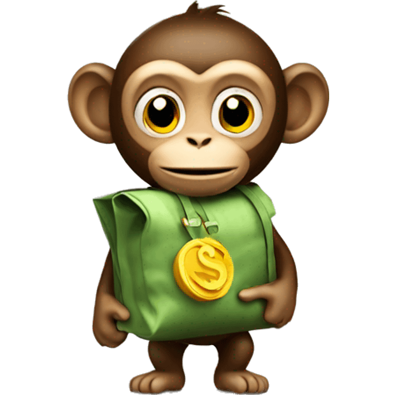 Monkey with a bag of money emoji