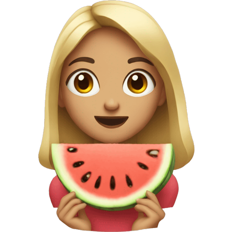 Girl eating watermelone emoji