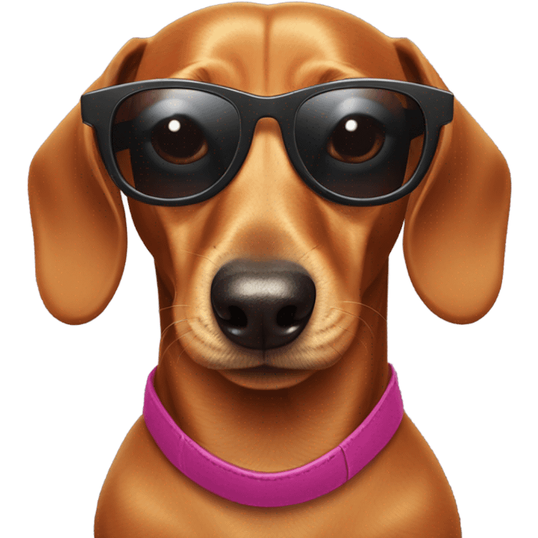 Dachshund wearing sunglasses on the beach emoji