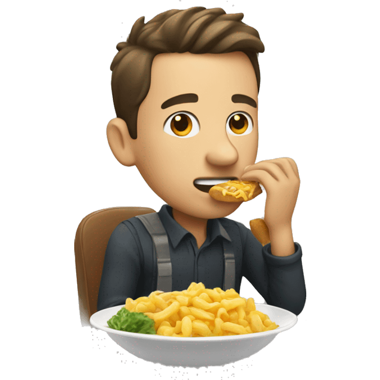 A man eats emoji