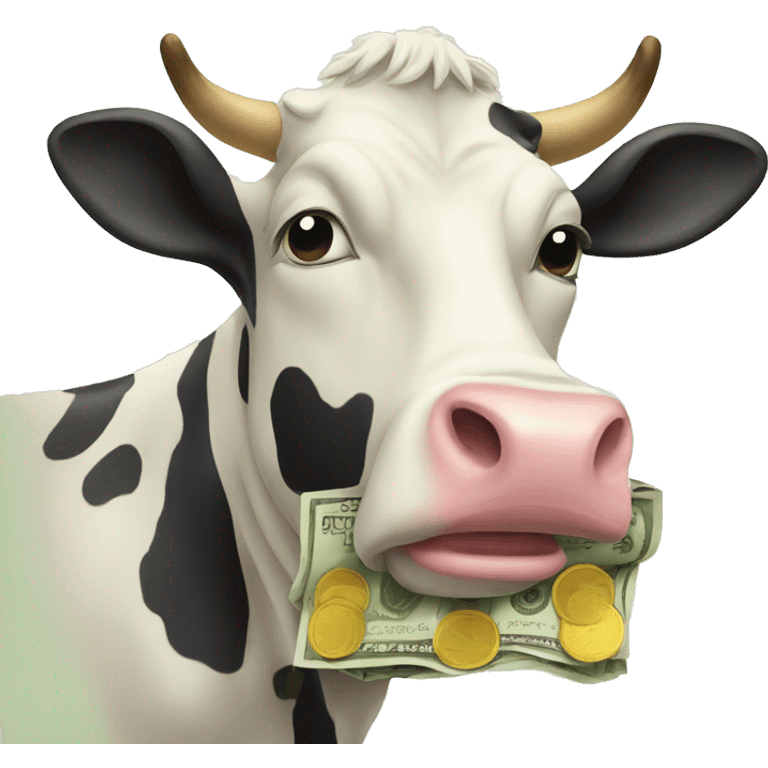 cow eating money emoji