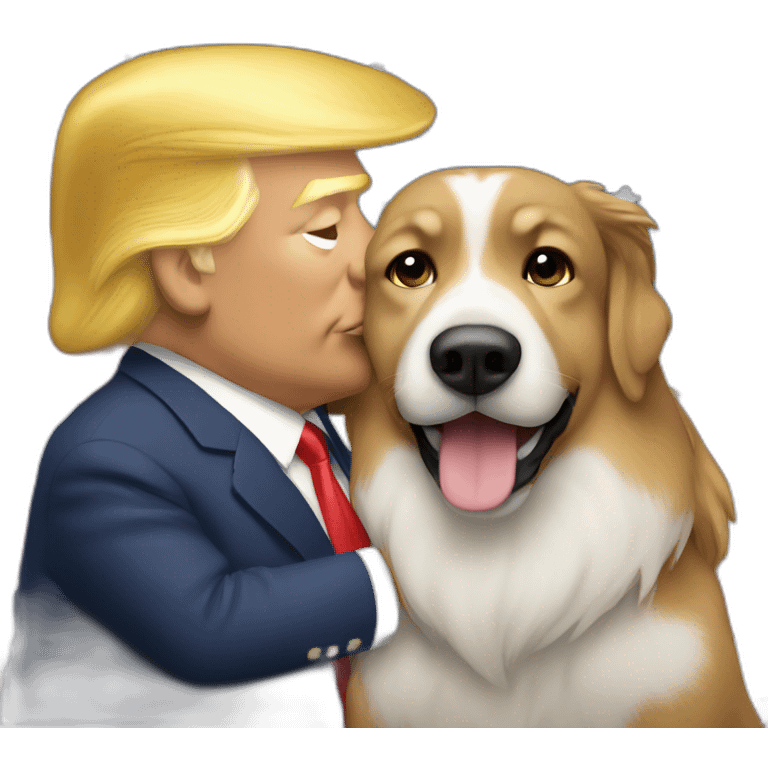 trump kissing a dog emoji