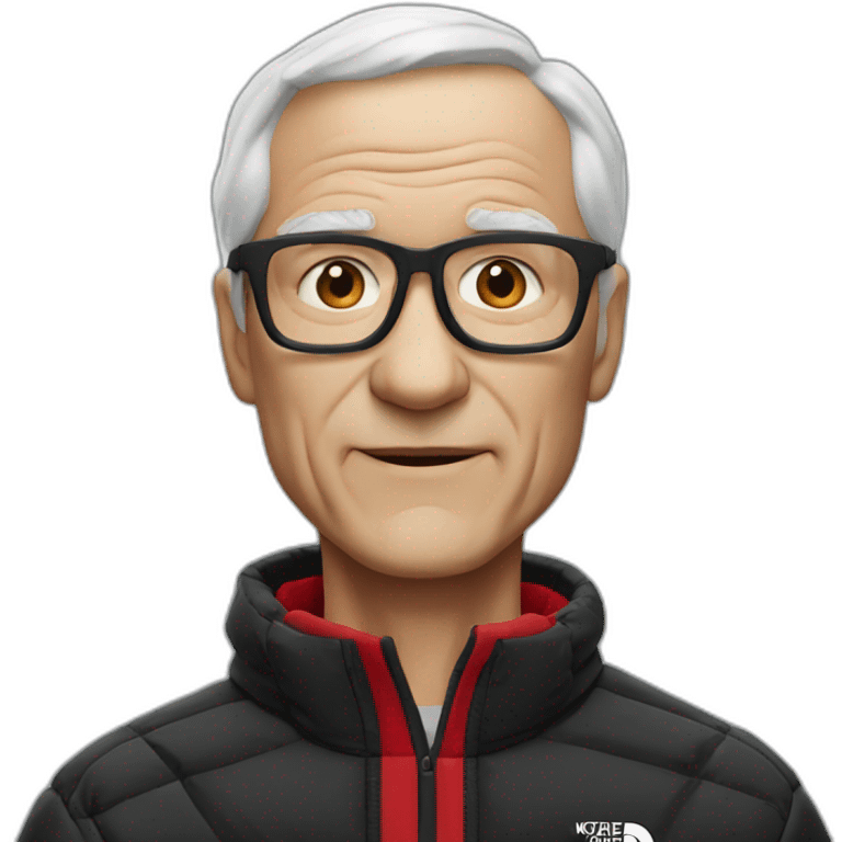 old white man without glasses with black and red supreme north face jacket emoji