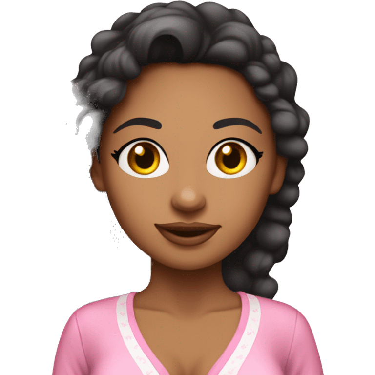 Tan skin girl wearing a pink Coquette pj set emoji