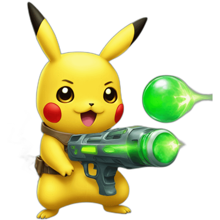 pikachu with green raygun emoji