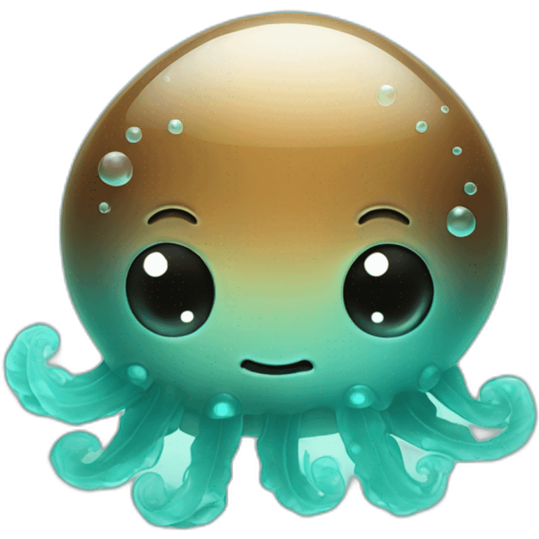 2 baby jellyfish cute brown and turquoise  emoji