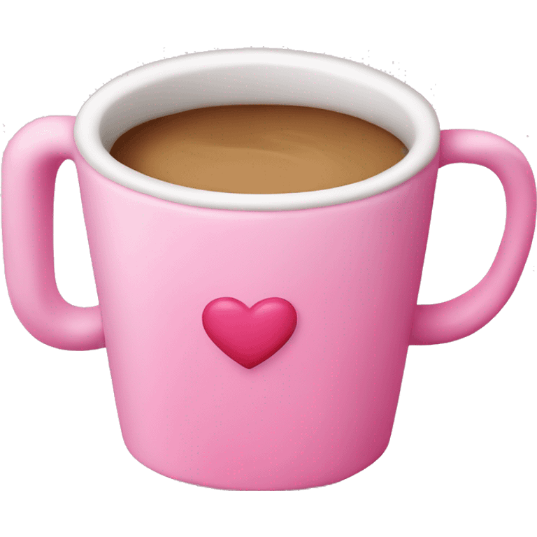 Pink coffee cup with heart foam emoji