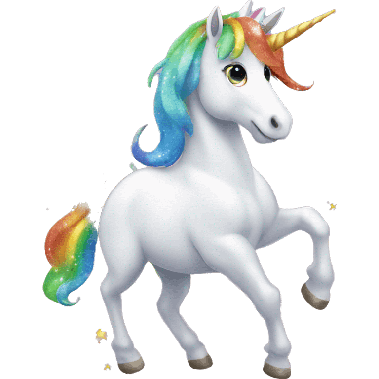 rainbow-maned unicorn with glittery stars surrounding its head emoji