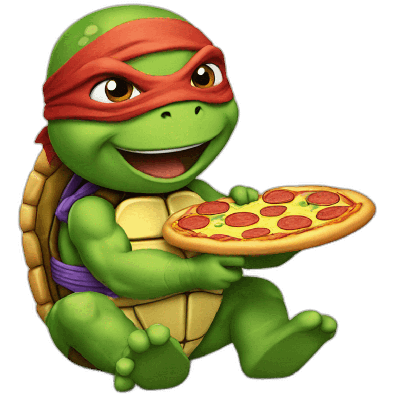 Ninja turtle eating pizza emoji