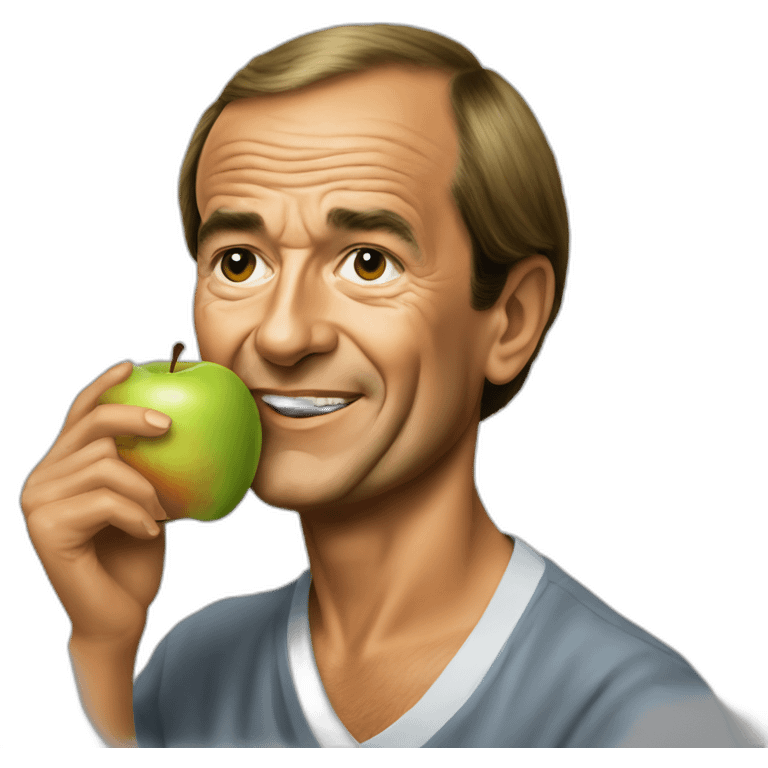 young jacque chirac eating apple emoji