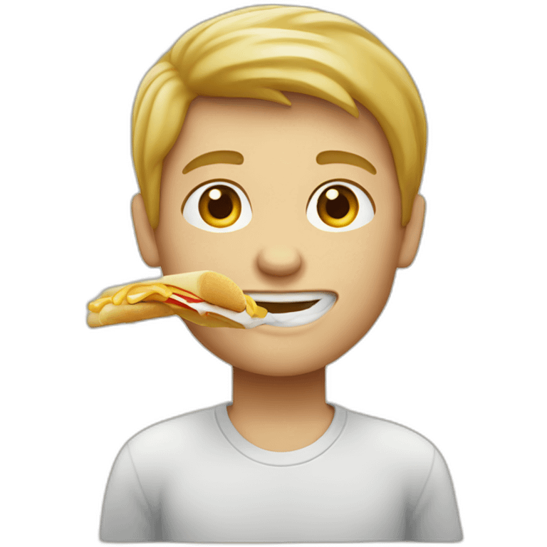 Caucasian boy eating McDonald's  emoji