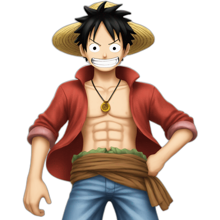 luffy from one piece with meet emoji