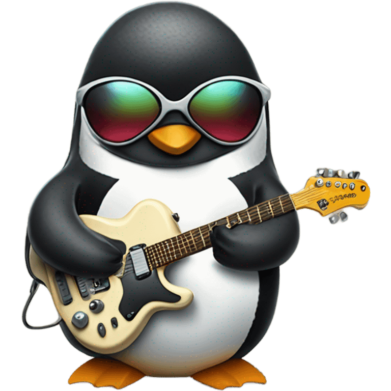 Penguin with hoodie playing guitar with pit vipers  emoji