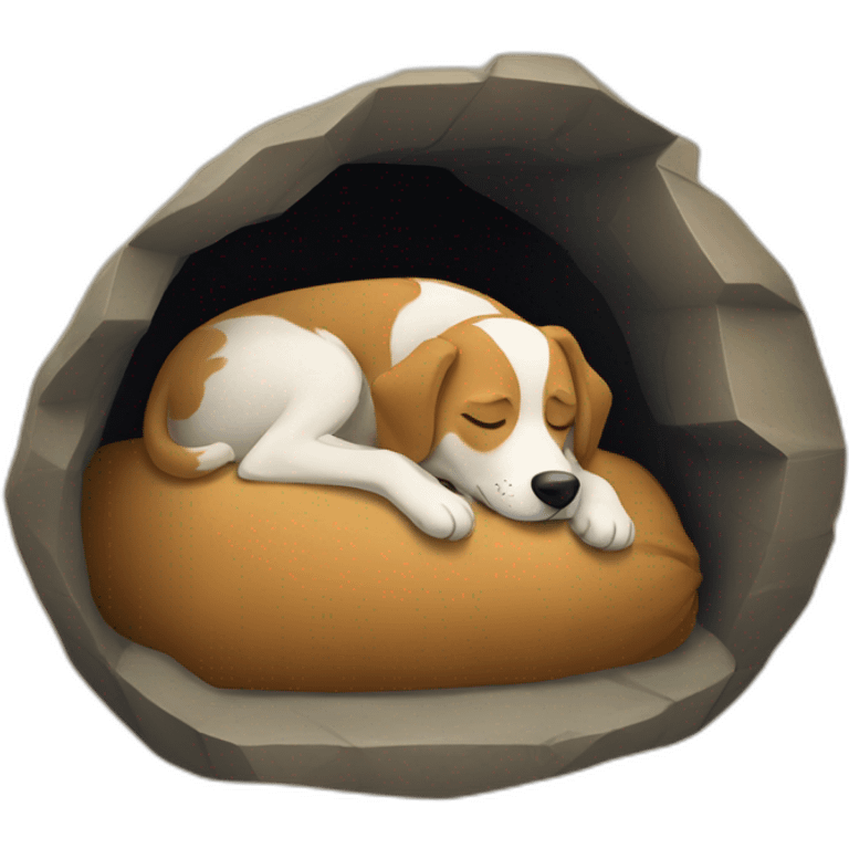 a dog sleeping in a cave emoji