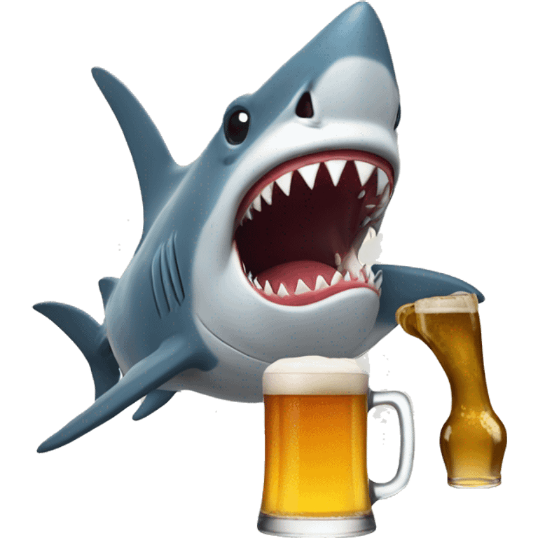 Shark with beer being poured in its mouth emoji