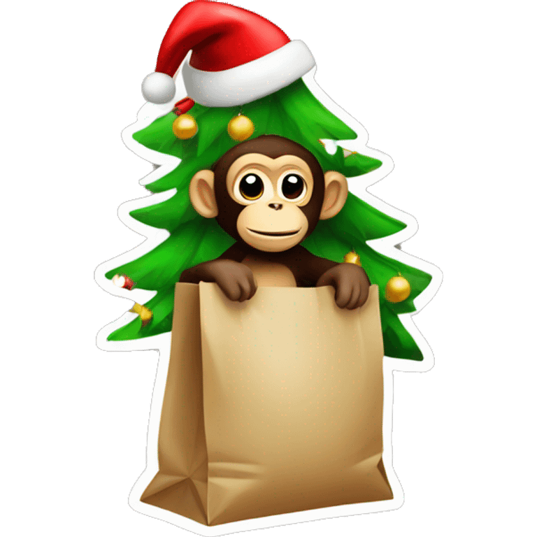 Monkey have Christmas tree in bag emoji