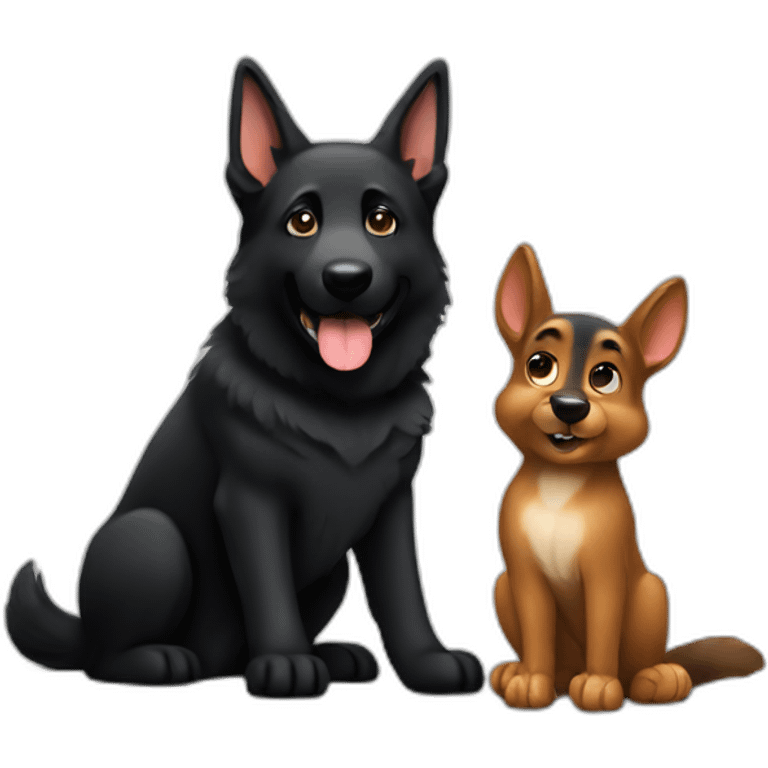 All black German shepherd with squirrel emoji