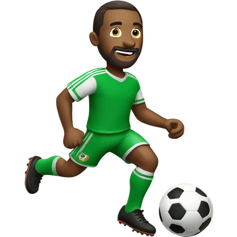 Man with beer playing soccer emoji